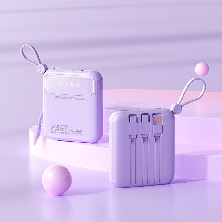Portable power bank with integrated cables and multifunctional charging port Bowlift