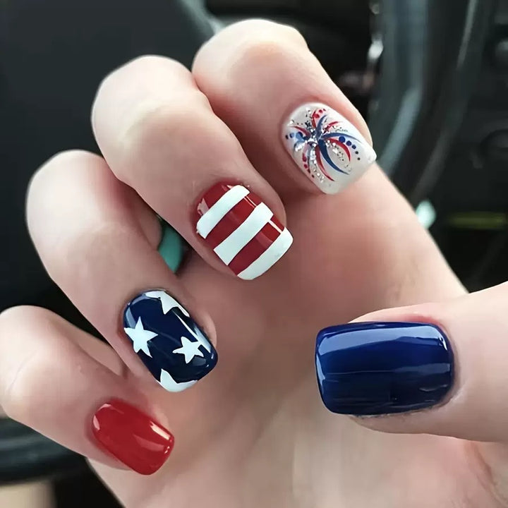Patriotic Gel Nail Art Extensions Bowlift