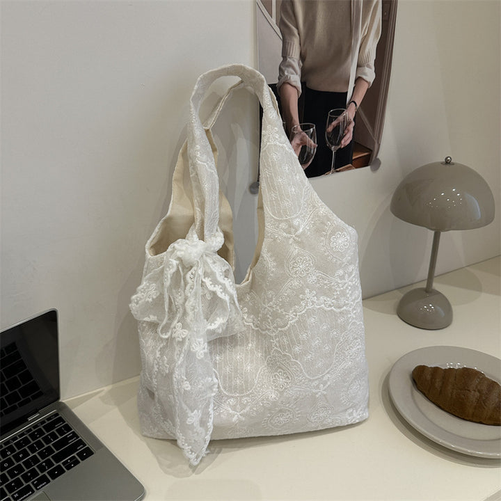Elegant Lace-Trimmed Shoulder Bag Bowlift