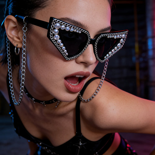 Women's sunglasses with unique triangular frame and sparkling accents Bowlift