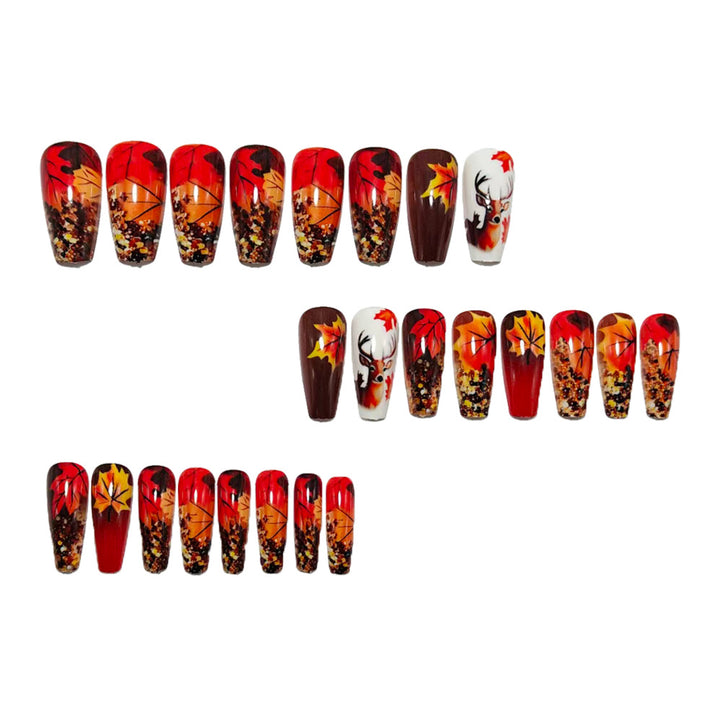 Artificial nail art with autumn leaf design Bowlift