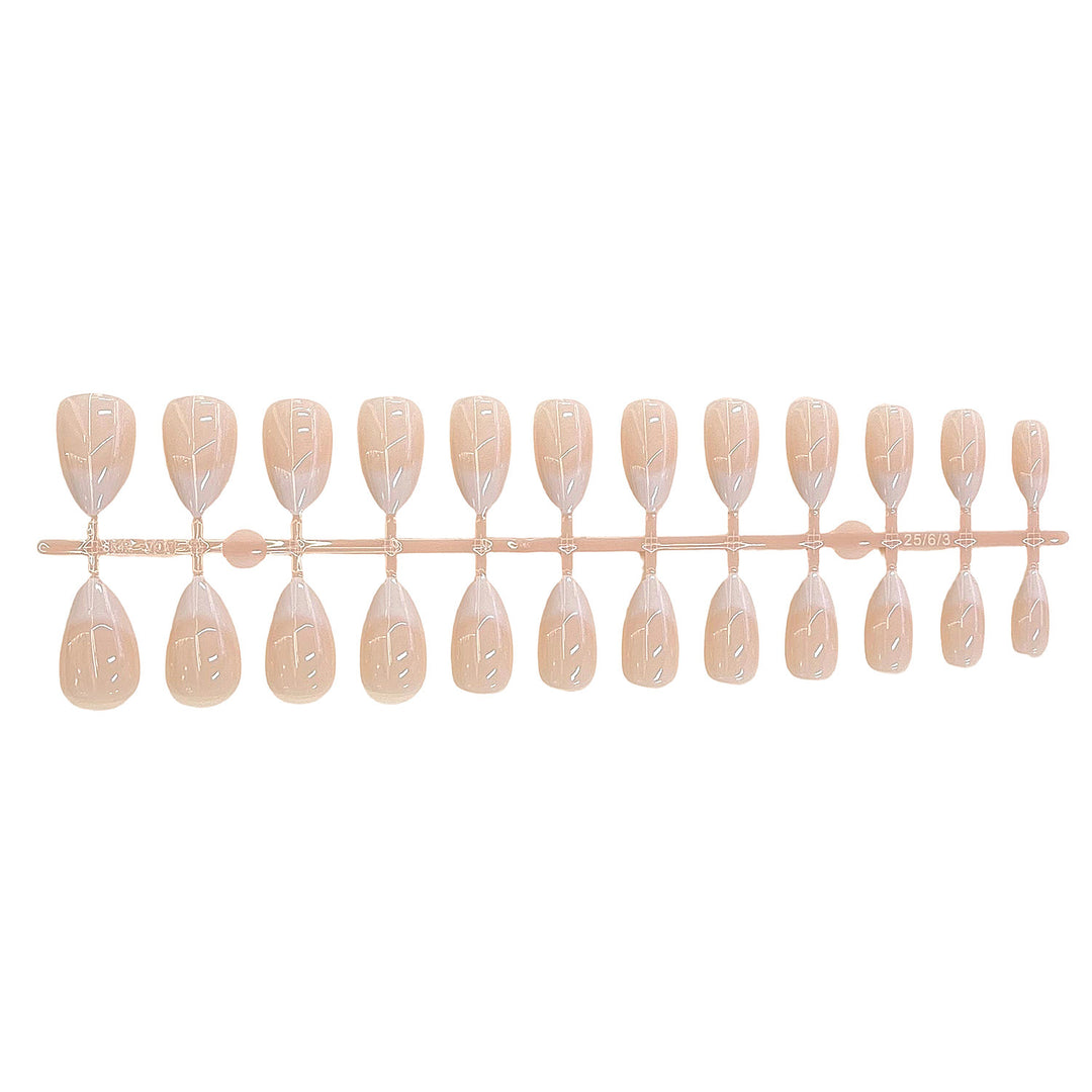 Natural French Tip Press-On Nail Set Bowlift