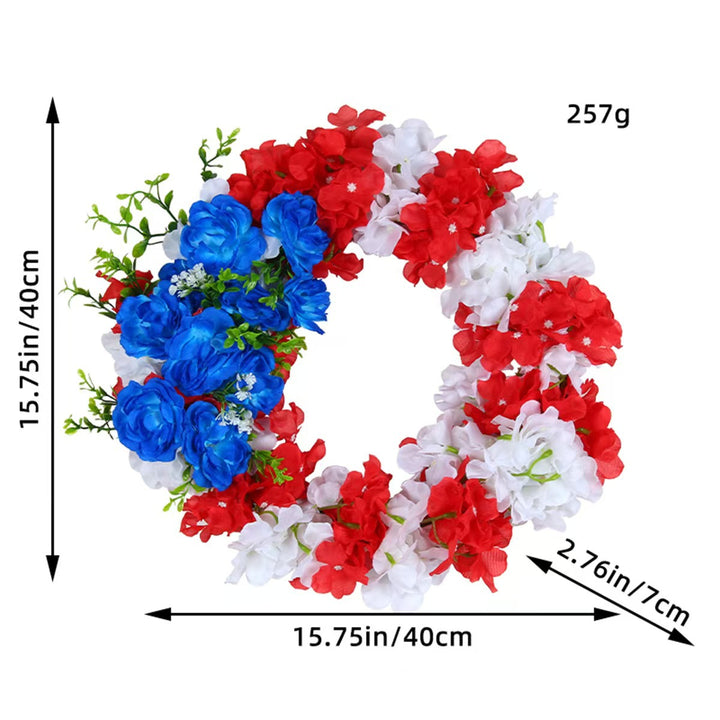 Unisex nan patriotic artificial floral door wreath with mixed peony and hydrangea clusters Bowlift