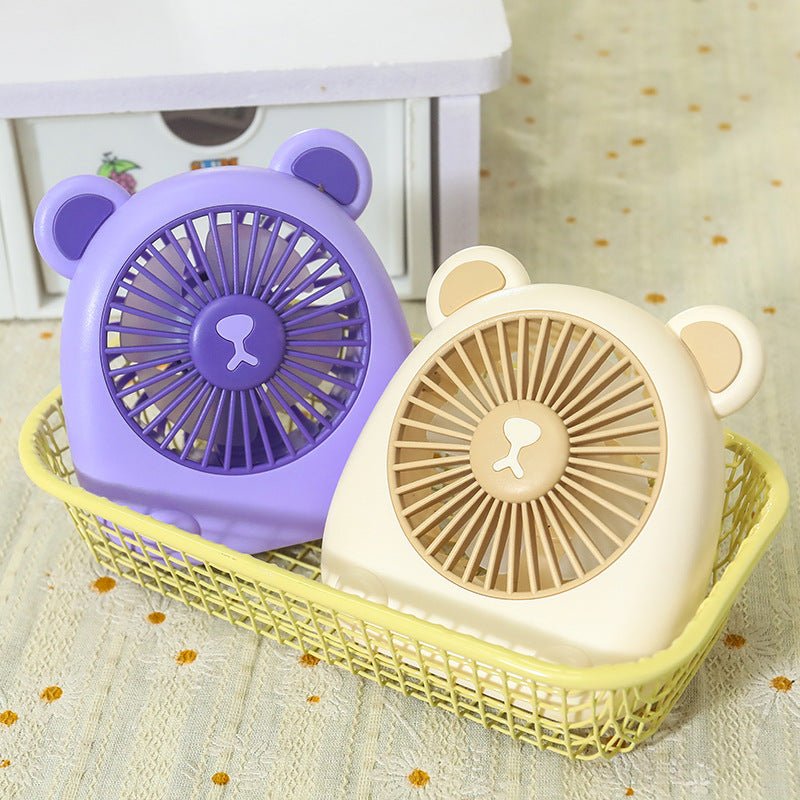 Ladies Portable Hand Fan with Creative Bear Design Bowlift