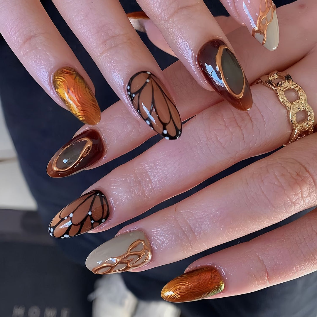 Premium Artificial Nail Set with Elegant Designs Bowlift