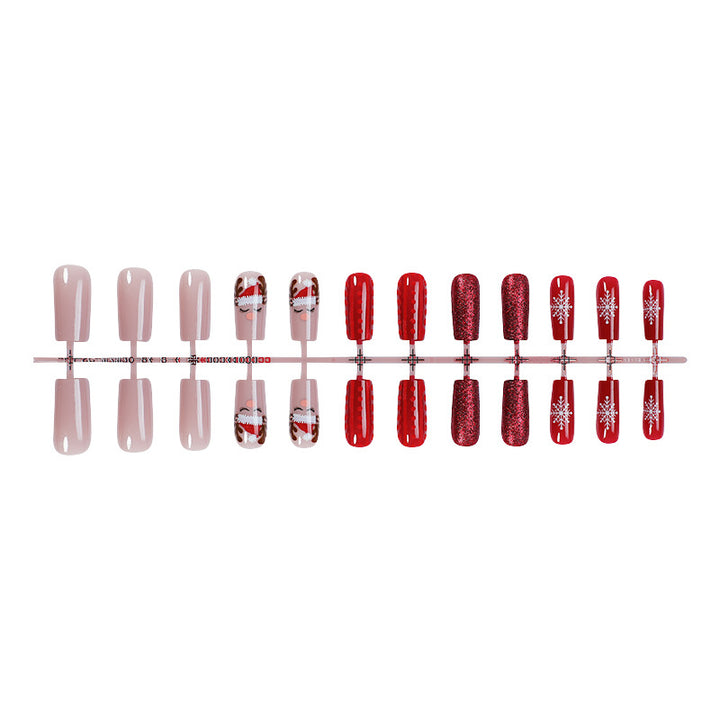 Festive Holiday-Themed Press-On Nail Art Set Bowlift