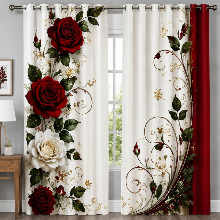 Floral Patterned Window Curtains