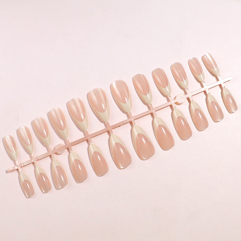 Glossy Long Almond-Shaped Press-On Nail Set Bowlift