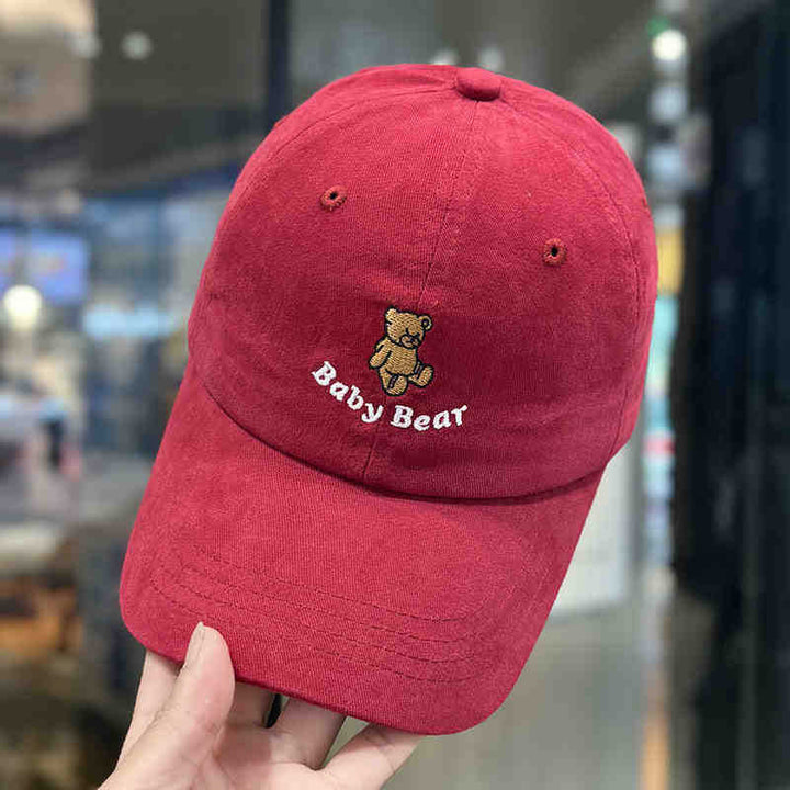 Women's Cute Embroidered Bear Cap Bowlift
