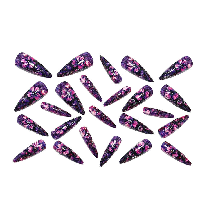 Luxury Flower Design Artificial Nails Bowlift