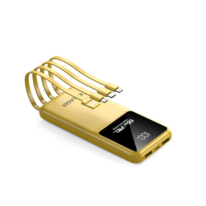 Multi-functional power bank with integrated charging cables and LCD display Bowlift