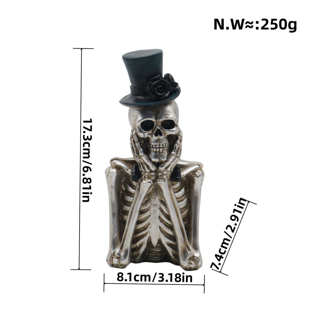 Stylish skeleton figure with top hat and black rose Bowlift