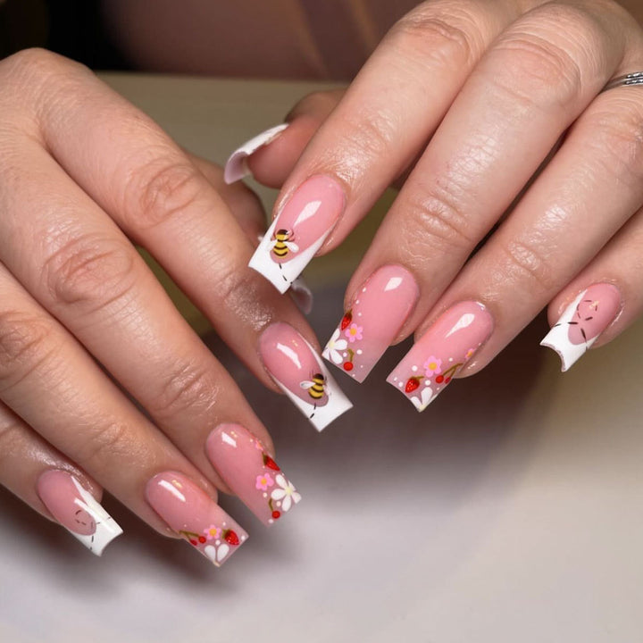 Floral Themed Acrylic Nail Art Extensions Bowlift