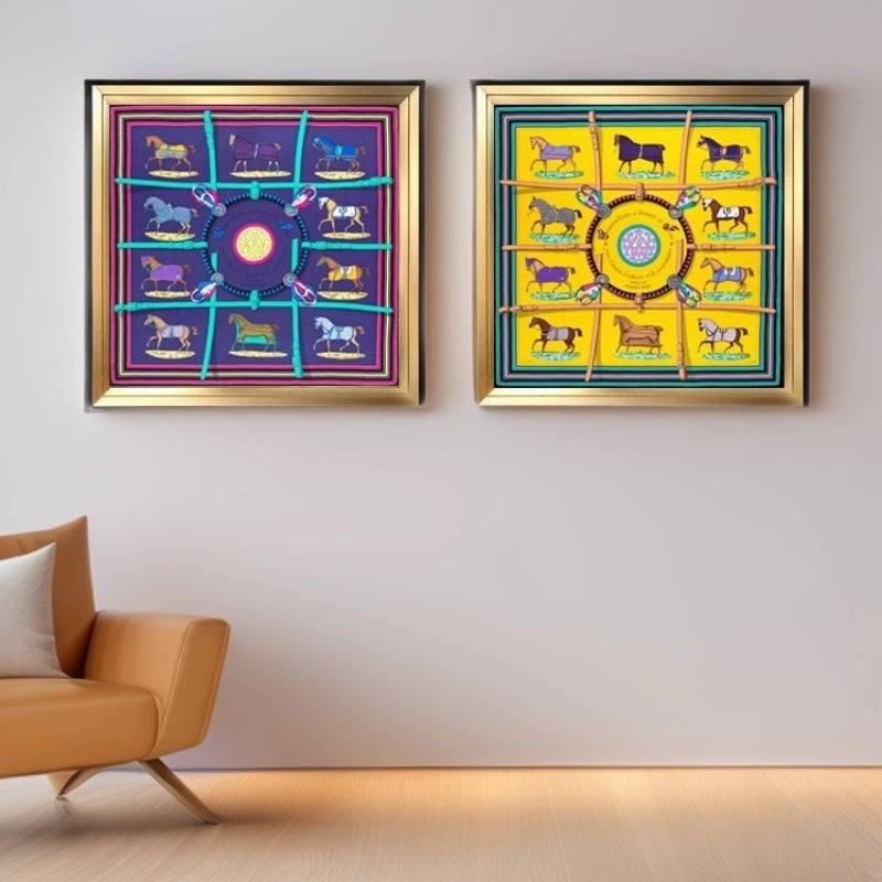 Old framed animal art print