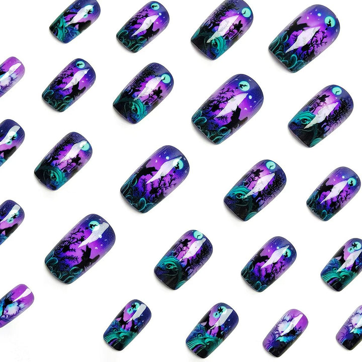 Nail art design with butterfly and night motif Bowlift