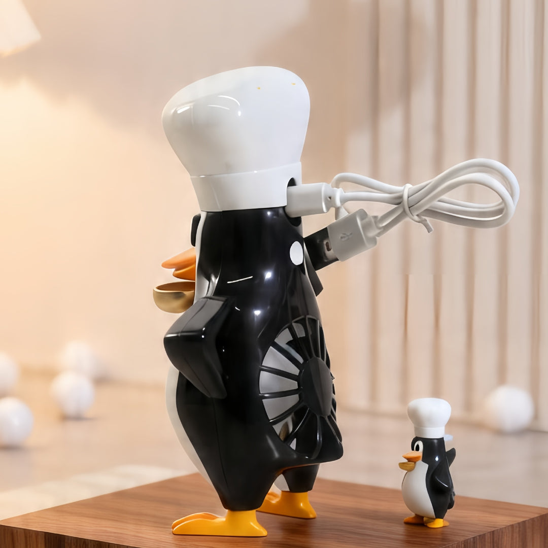Ladies table fan in creative penguin design Bowlift