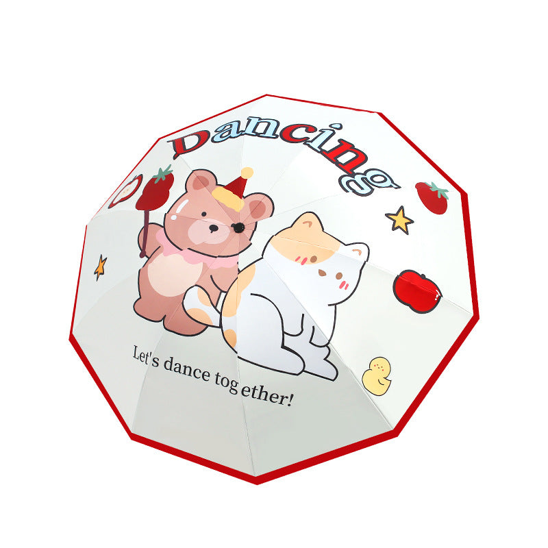 Women's Creative Folding Umbrella with Cute Bear Design Bowlift