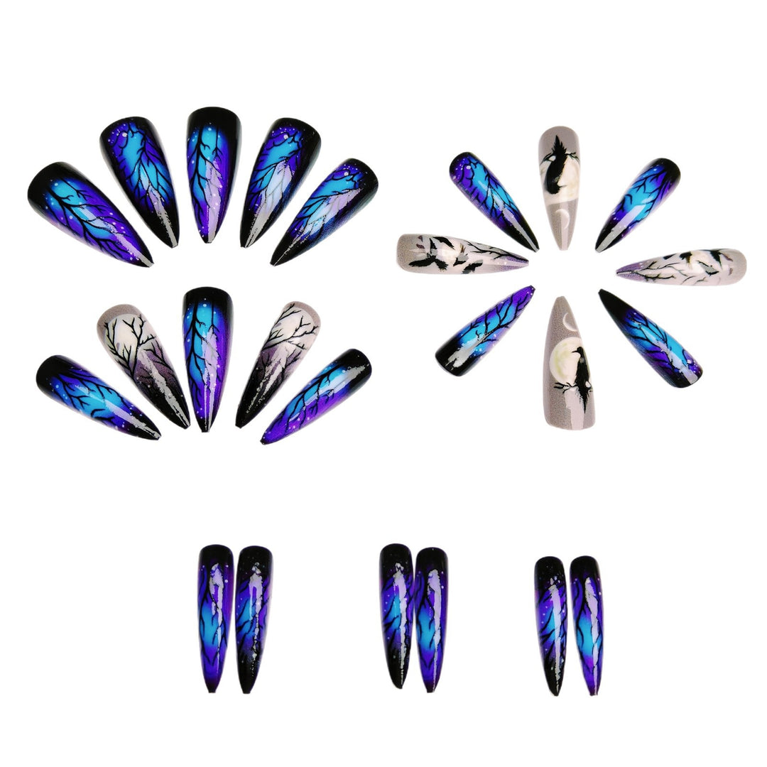 Artistic Moonlit Raven Nail Design Bowlift