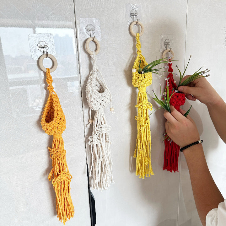 Macrame Plant Hanger with Decorative Tassels Bowlift