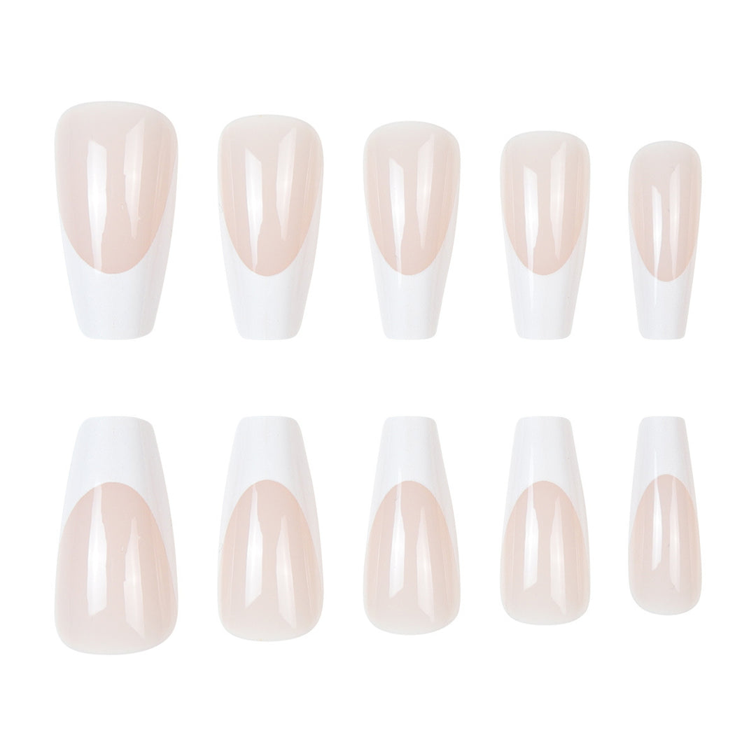 French Tip Long Press-On Nails Bowlift
