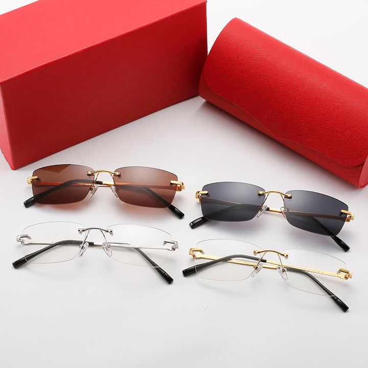 Women's fashionable half-frame sunglasses with stylish metal frame Bowlift