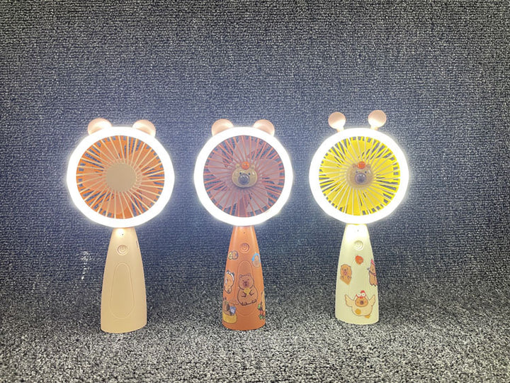 Unisex Portable Hand Fan with LED Lighting and Animal Design Bowlift