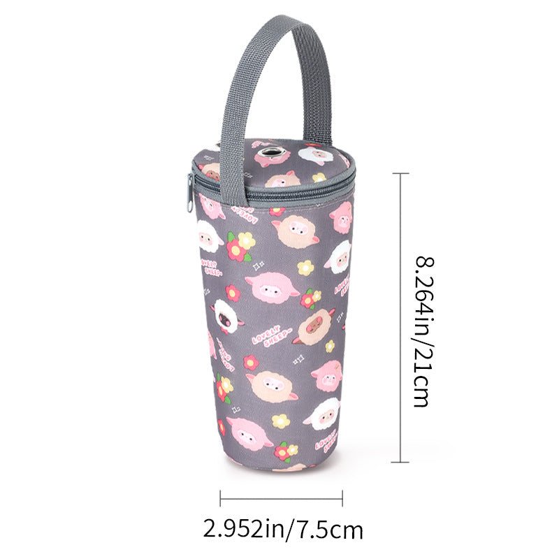 Insulated Thermal Bottle Carrier with Top Handle and Playful Dinosaur Print Bowlift