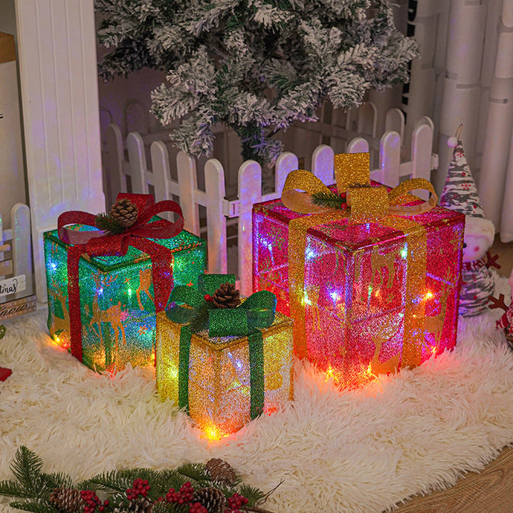 BowLift | Christmas Lights Gift Box Three-piece Party Decoration Ornaments
