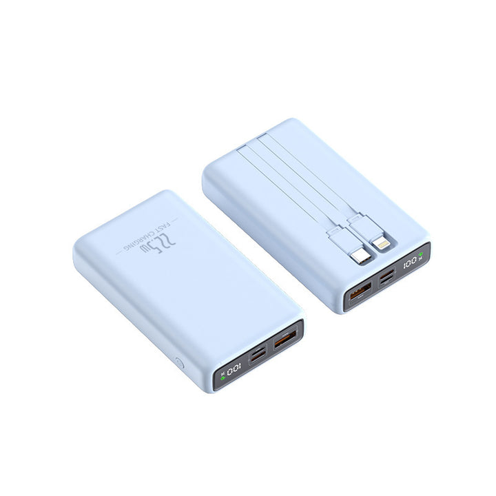 Portable power bank with integrated charging cable and digital charge level display Bowlift