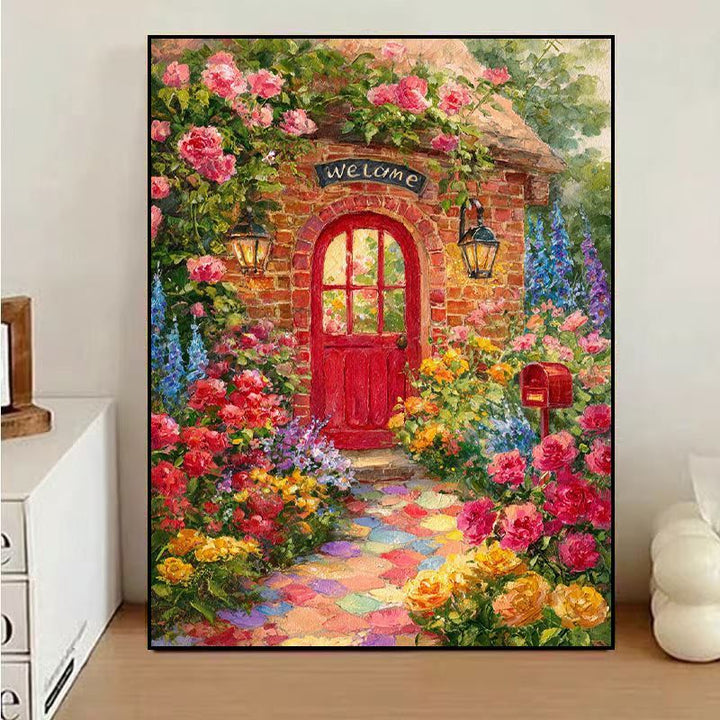 Charming Floral Welcome Canvas Art Bowlift