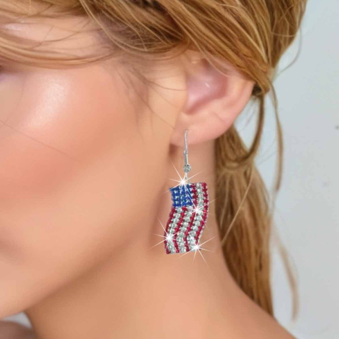Ladies long sparkling crystal tassel earrings with geometric stud closure Bowlift
