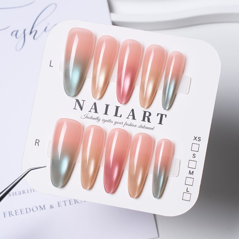 Artificial nails with elegant ombre effect and glitter accents Bowlift