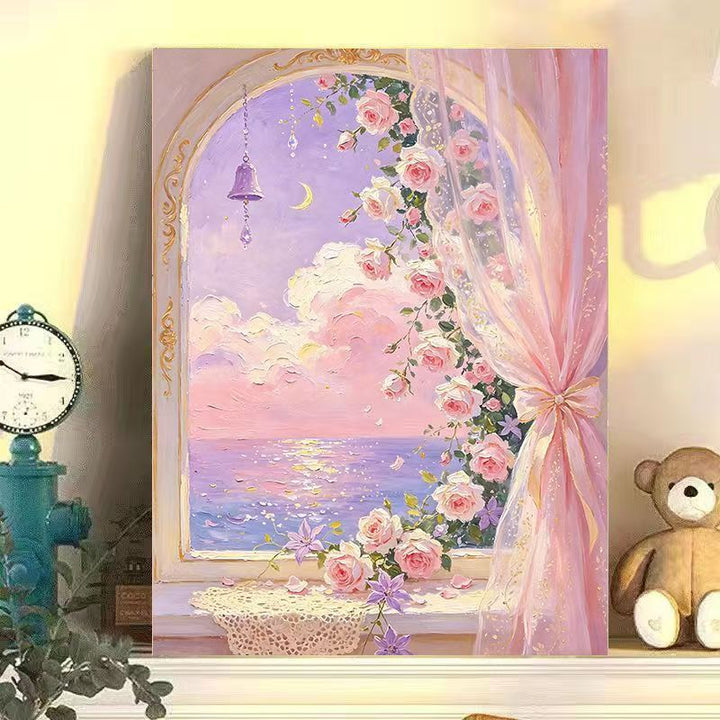 Romantic Floral Landscape Canvas Art Bowlift
