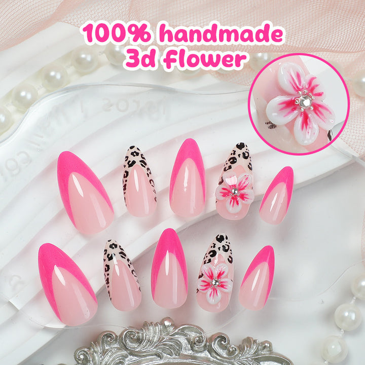 Creative nail art set with floral leopard design Bowlift