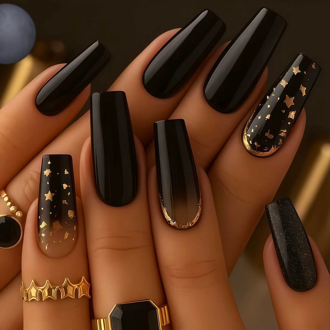 Glamorous Starry Night-Inspired Press-On Nail Set Bowlift