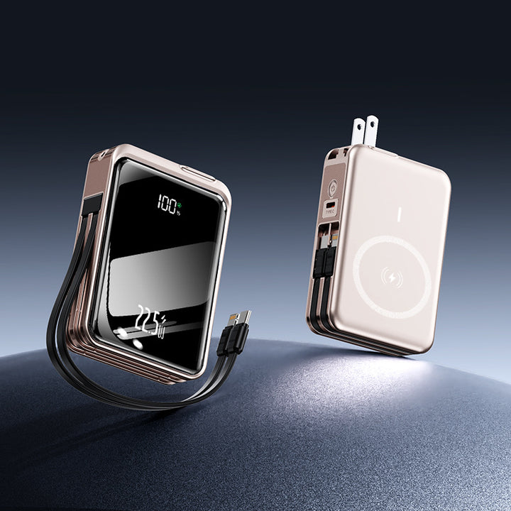 Portable power bank with integrated wireless charging function and LED display Bowlift