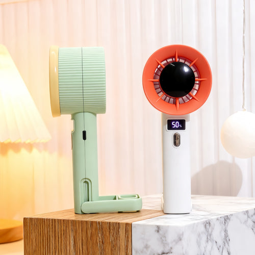Women's portable handheld fan with LED display and USB connection Bowlift