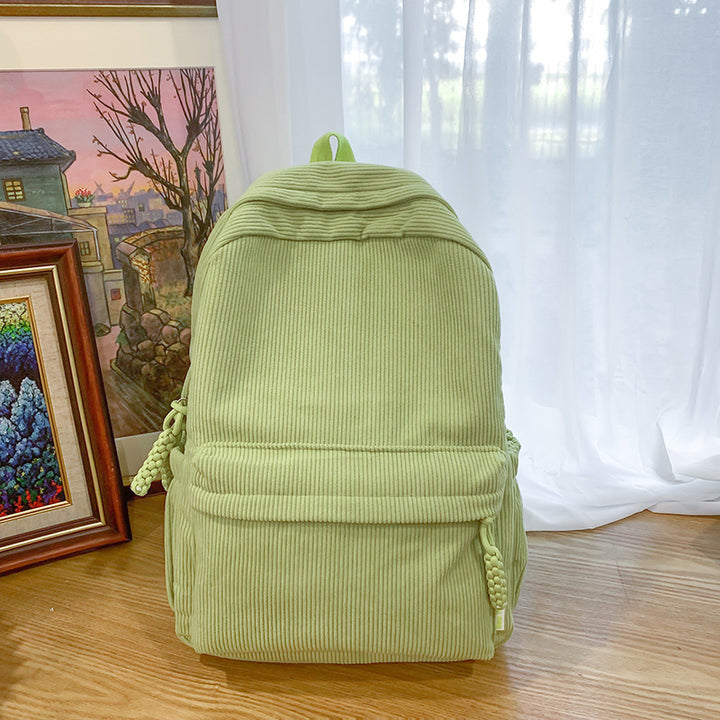 Textured Corduroy Laptop Backpack Bowlift
