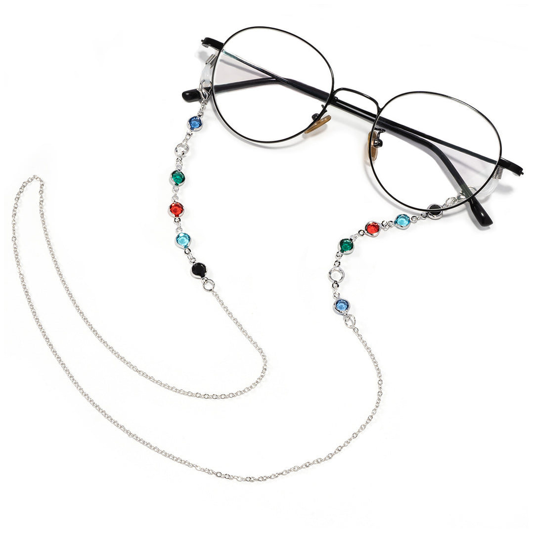 Artistic Crystal-Enhanced Eyewear Chain Bowlift