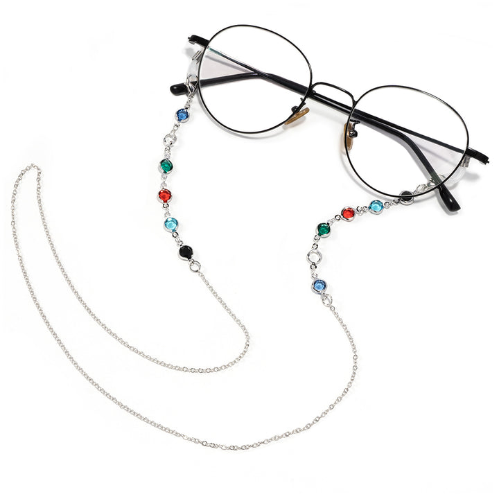 Artistic Crystal-Enhanced Eyewear Chain Bowlift