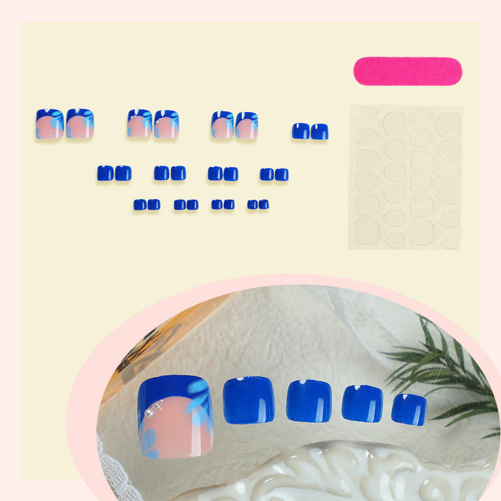 Decorative Press-On Nail Art Set with Tropical Floral Design Bowlift