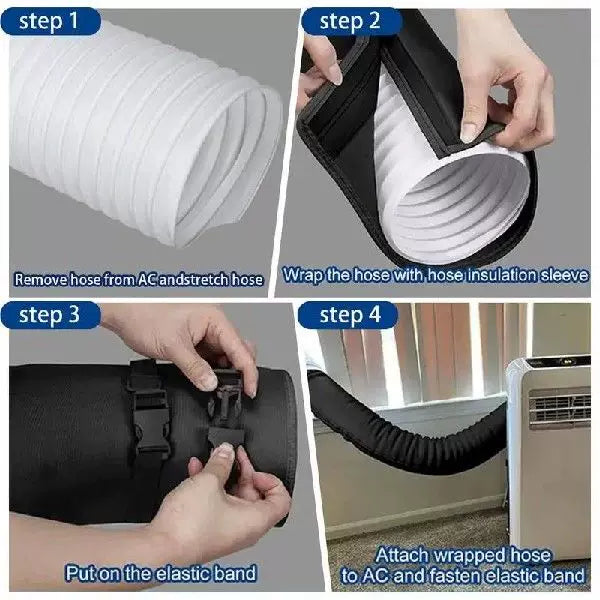 Unisex one size wide flat window sealing panel for portable air conditioner with universal round exhaust collar and quick-release elastic bands Bowlift