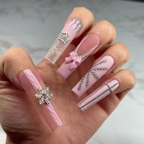 Decorative Long Press-On Nail Extensions Bowlift