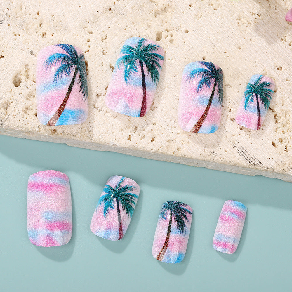 Artificial nails in tropical palm design Bowlift