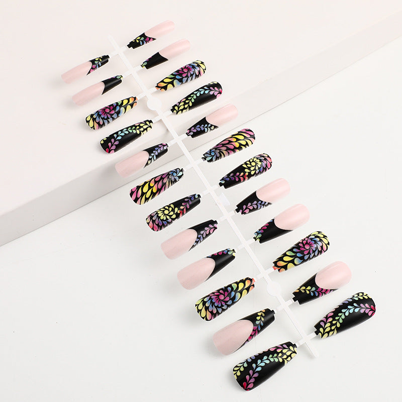 Art nails with colorful floral patterns Bowlift