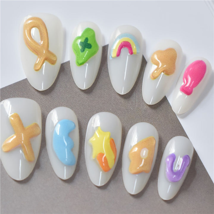 Artistic Cartoon-Themed Press-On Nail Art Set Bowlift