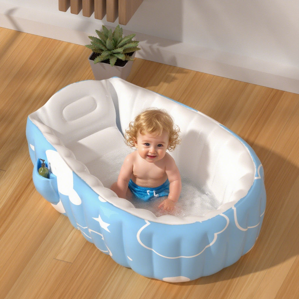 Unisex Inflatable Comfort Bathtub with Side Shelves Bowlift