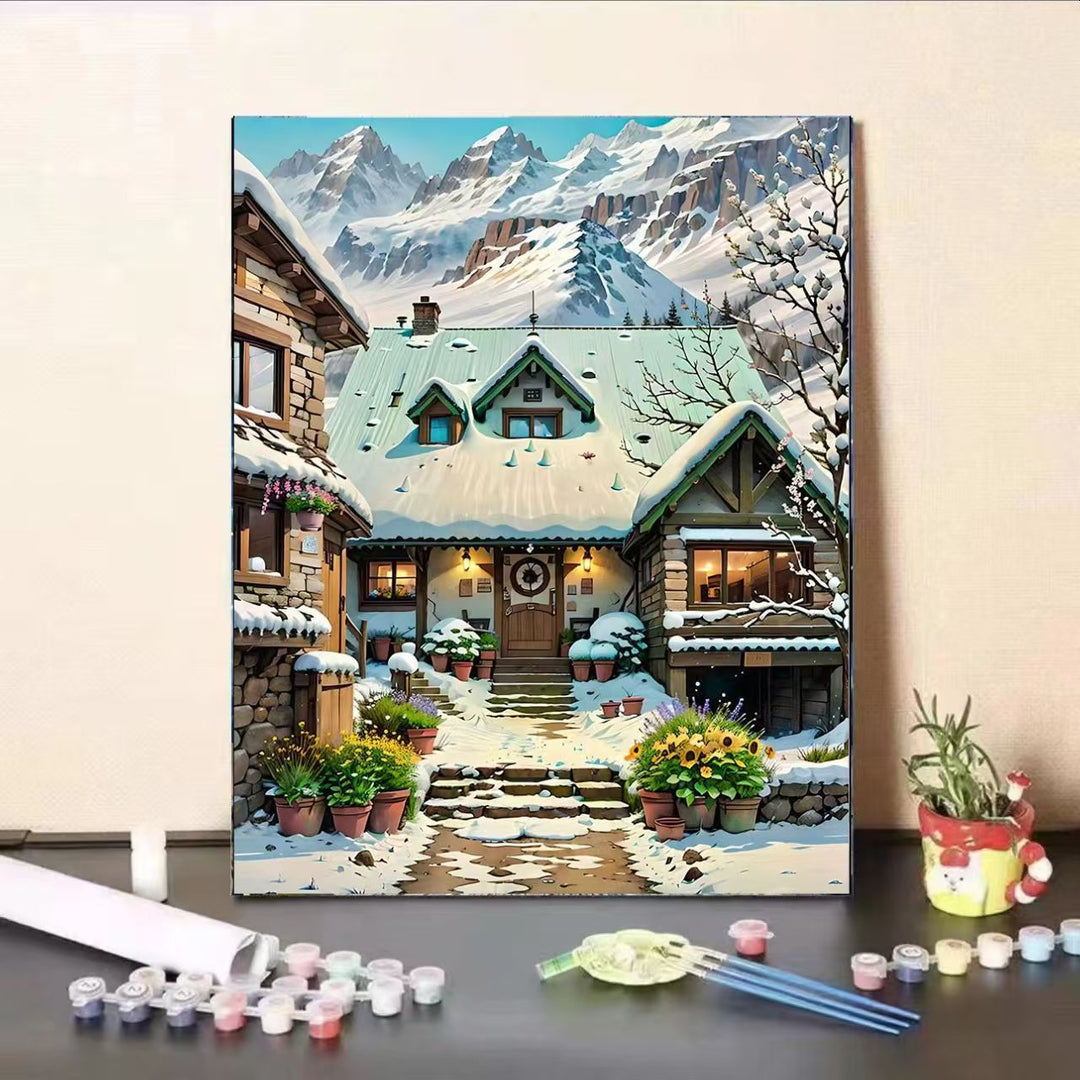 Scenic Village Landscape Paint by Numbers Kit Bowlift