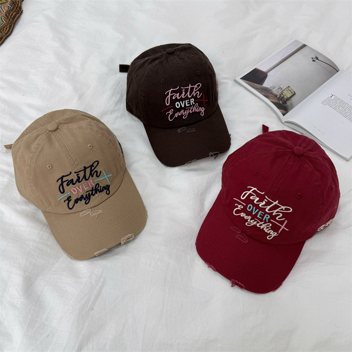Women's Distressed Embroidered Baseball Cap Bowlift