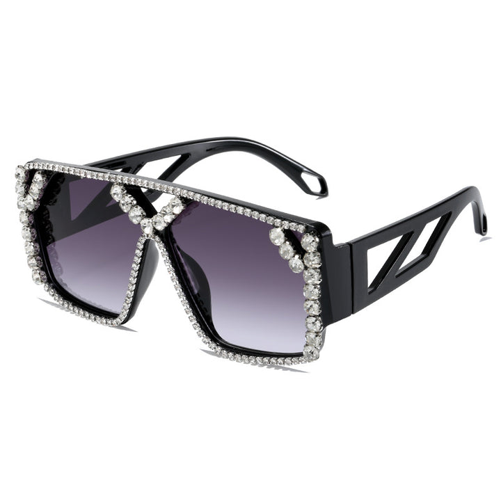 Women's Glamorous Oversized Sunglasses with Sparkling Frame and UV Protection Bowlift